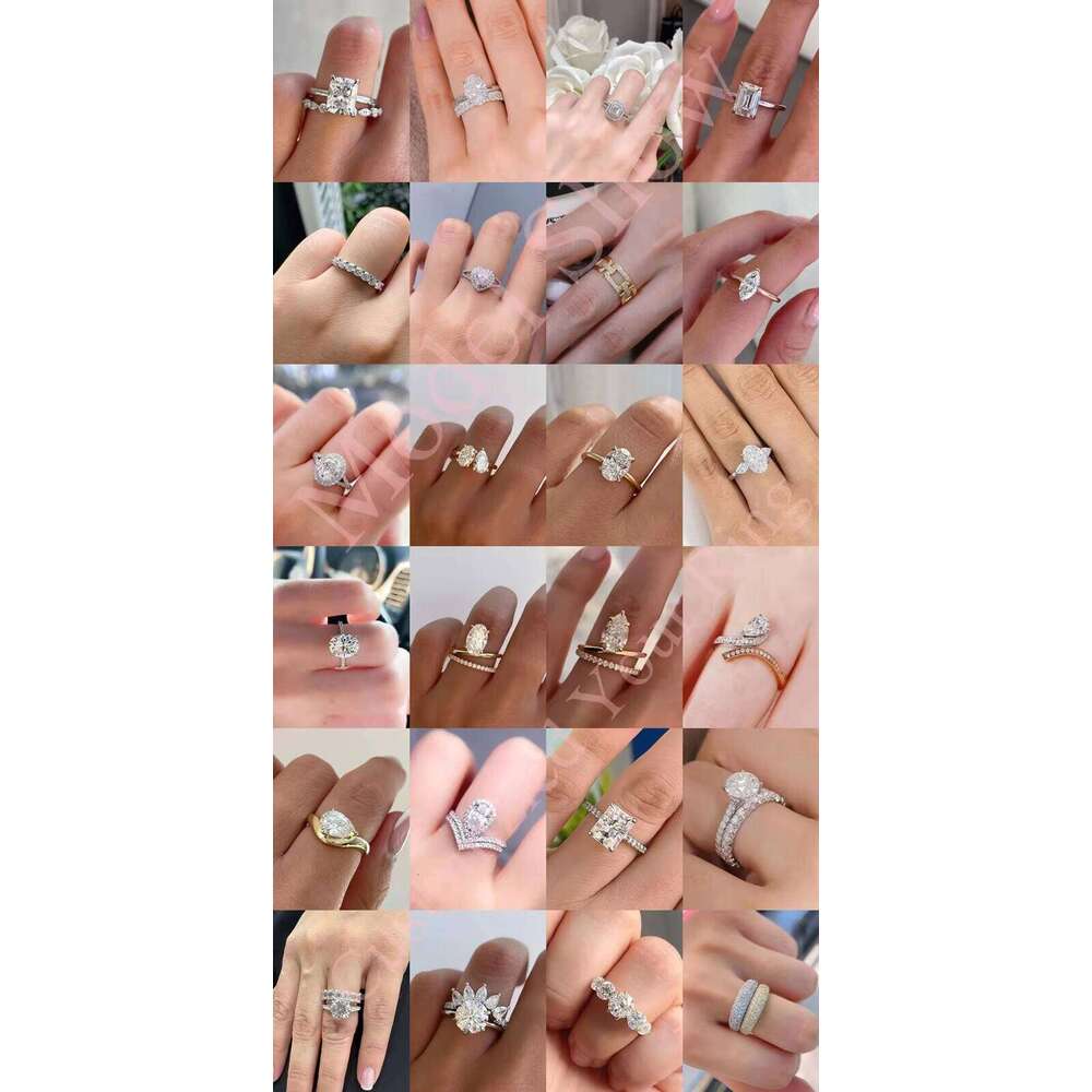 XingGuang14K Solid White Gold Wedding Band Emerald Round Cut Moissanite Eternity Ring for Women