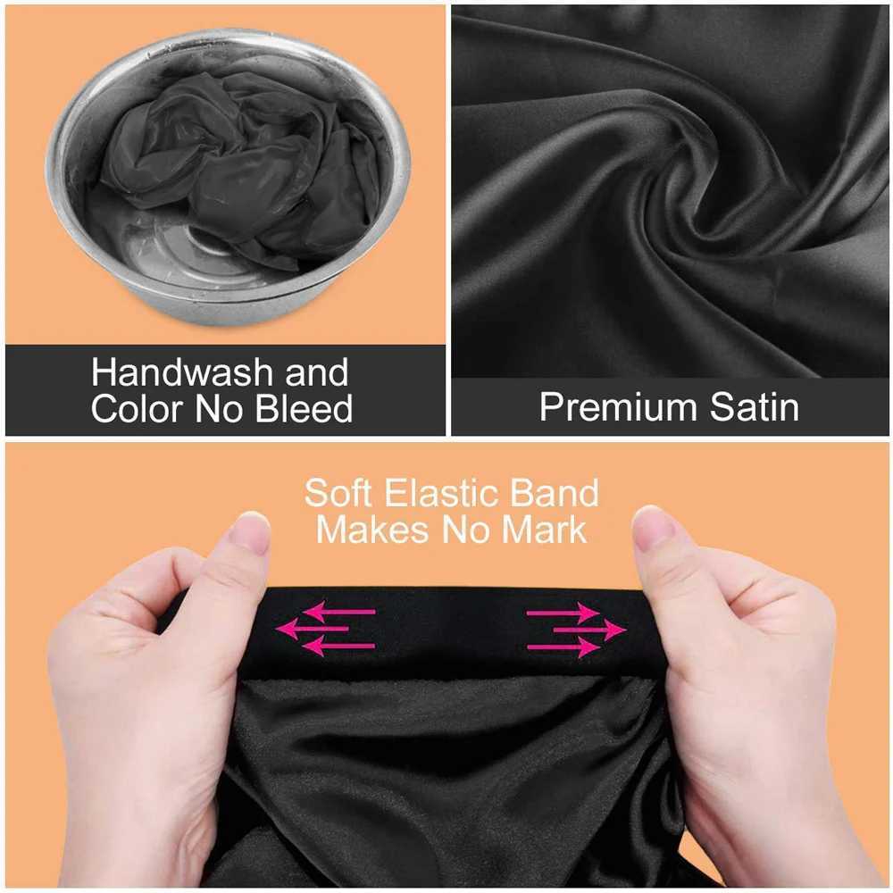 Satin Sleep Cap for Long Hair Extra Large Solid Color Floral Sleeping Bonnet for Women Elastic Hair Hat Sleeping Wrap Night Cap Z250808