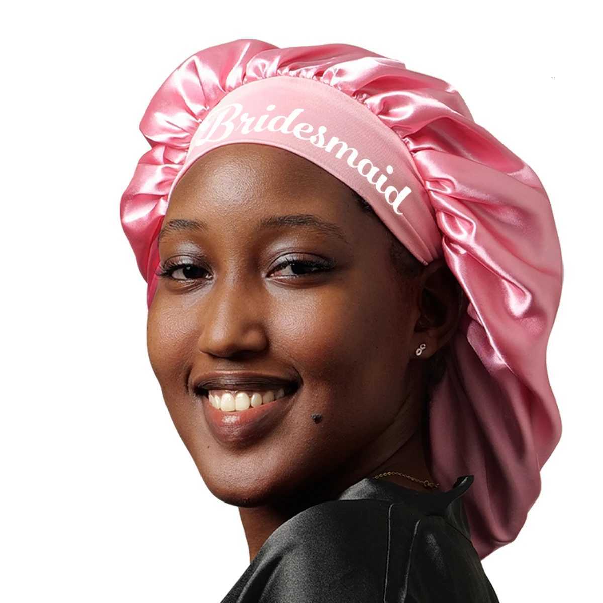 1pc Womens Solid Color Satin Wide-Brimmed Shower Cap Suitable for Daily Use Silk Bonnet Satin Bonnet Bridesmaid Hat Z250808