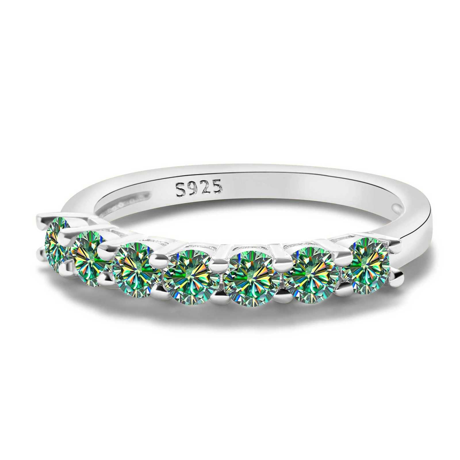 3mmx7PCS Round Moissanite Ring 18K White Gold Plated 925 Sterling Silver Fine Jewelry Wedding Engagement Rings for Women Men Y250808