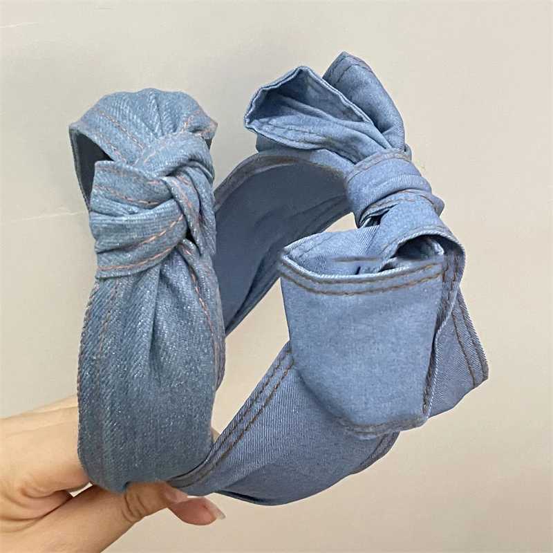 New Arrival Summer Hair Accessories Fem Jeans Hand Light Denim Bands For Women Designers Hair Hoops Y250808