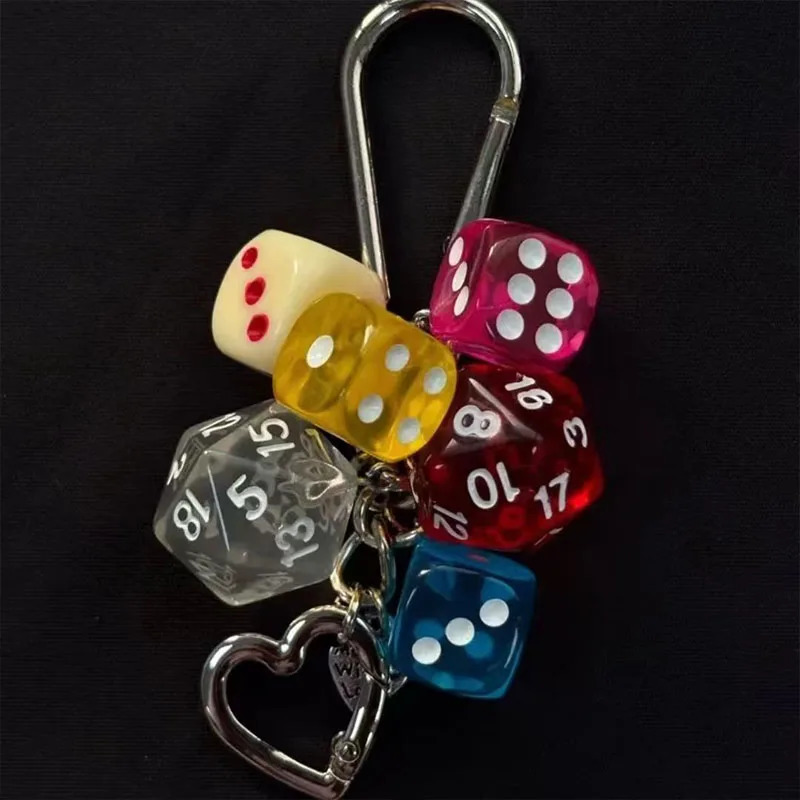 Original Vintage Dice Keychain Charm Accessories Zinc Alloy Ironworks Knot Buckle Belt Buckle Bag good fortune Pendant 250807