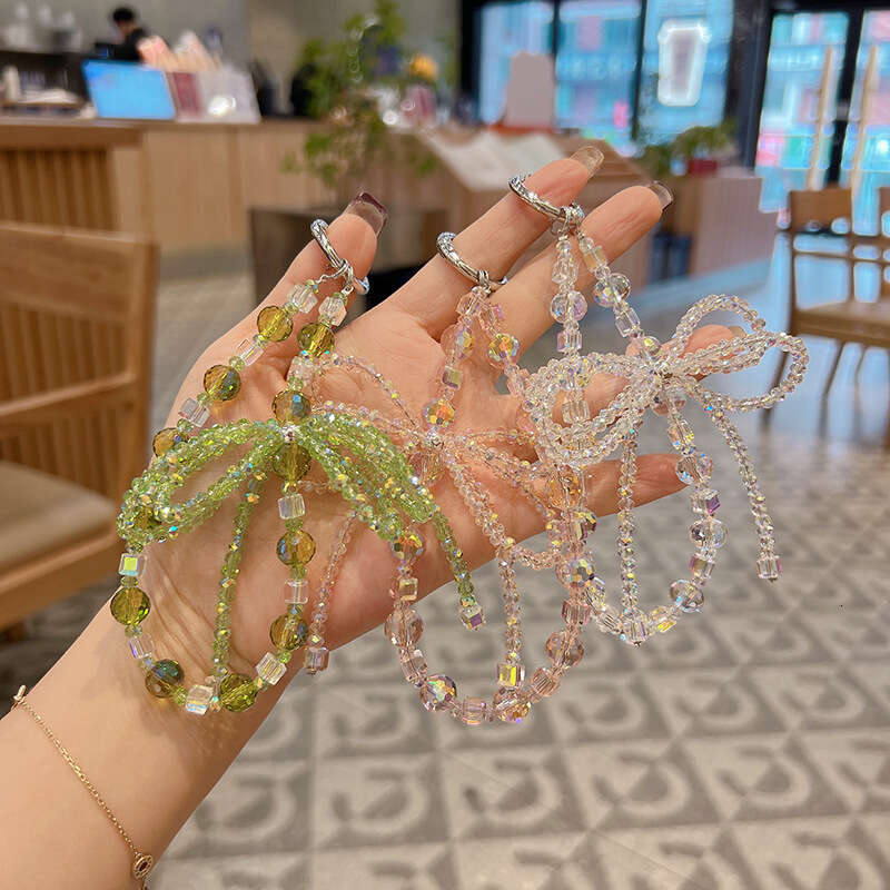 New Rhombus Crystal Bow Creative Exquisite Rhinestone Bracelet Chain Car Keychain Bag Pendant