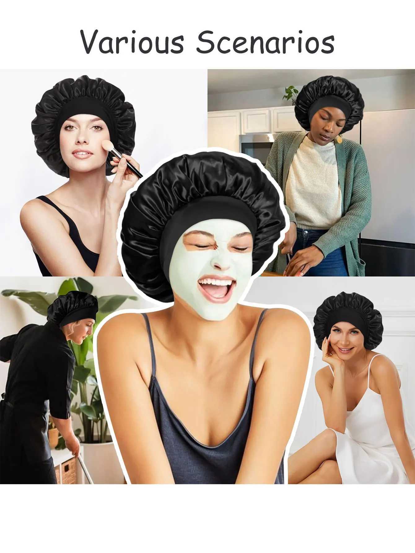 1Pcs Silk Bonnet for Sleeping Women Satin Lined Hair Bonnets for Sleeping Soft Elastic Band Silk Sleep Cap for Curls Z250808