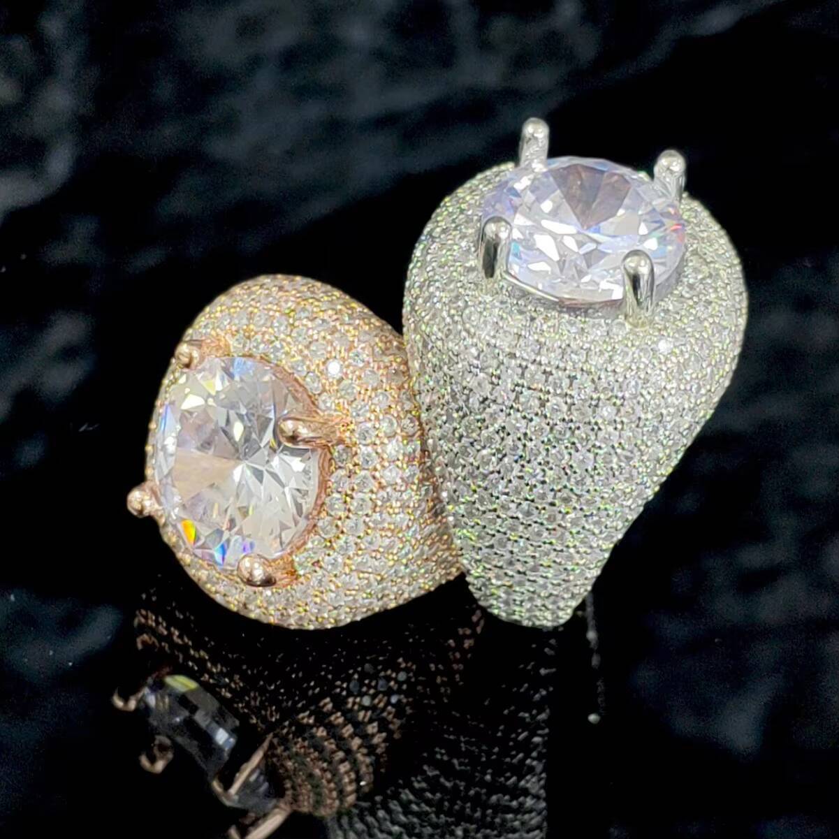 Hip Hop Full Micro Paved Iced Out Bling Full CZ Stone Charm Trendy Brass Cubic Zircon Ring for Men Jewelry Size 8-11