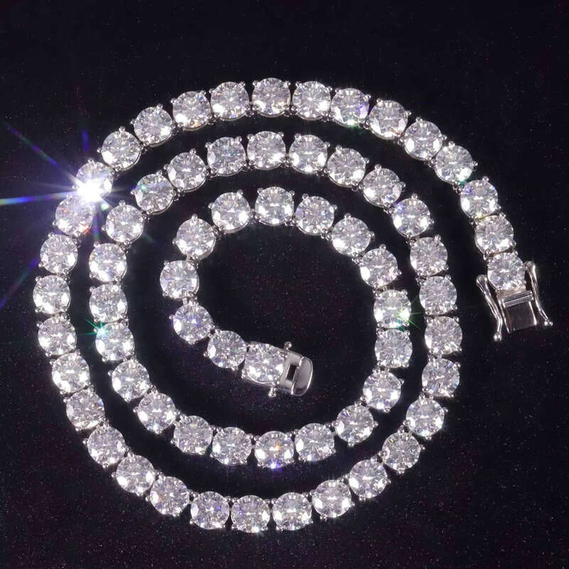 Fine Jewelry Hip Hop Bling S Sier 2mm 3mm 4mm 5mm 6mm GRA VVS Moissanite Iced Out Tennis Chain Necklace for Men Women