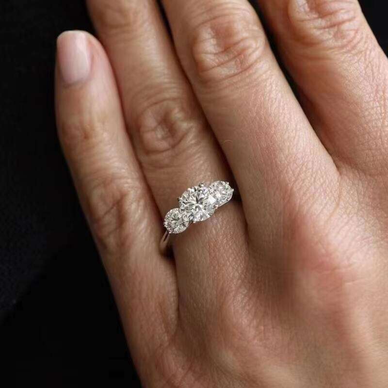 High Quality Wedding Ring Jewelry 2ct Round Cut Pass Test 14K Solid Gold VVS Moissanite Dia Engagement Rings