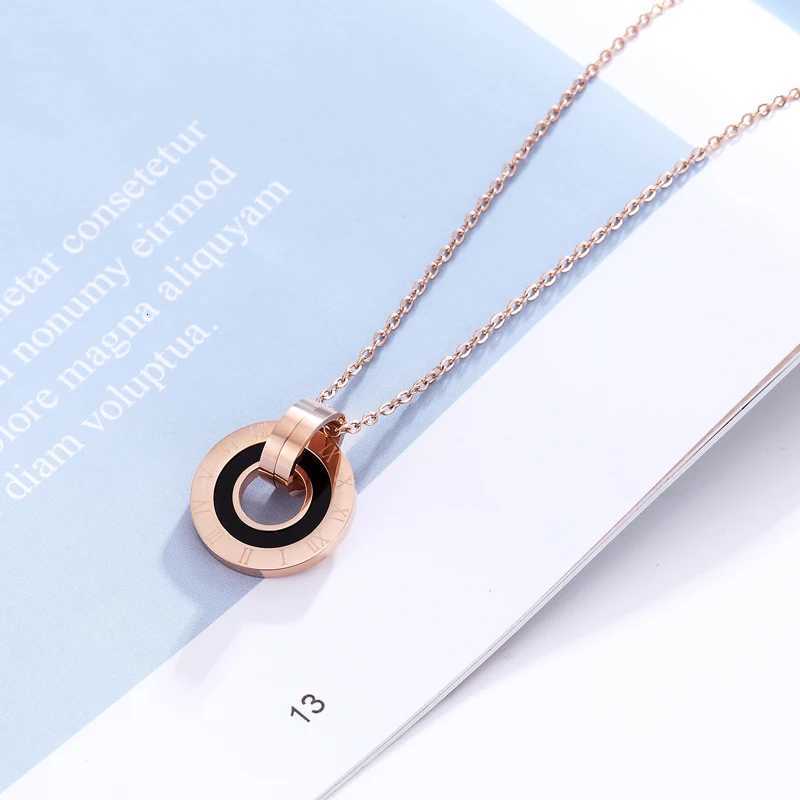 New Arrival Inner Circle White Shells And Black Enamel Ran Numeral Pendant Stainl Steel Necklace Wan S250808