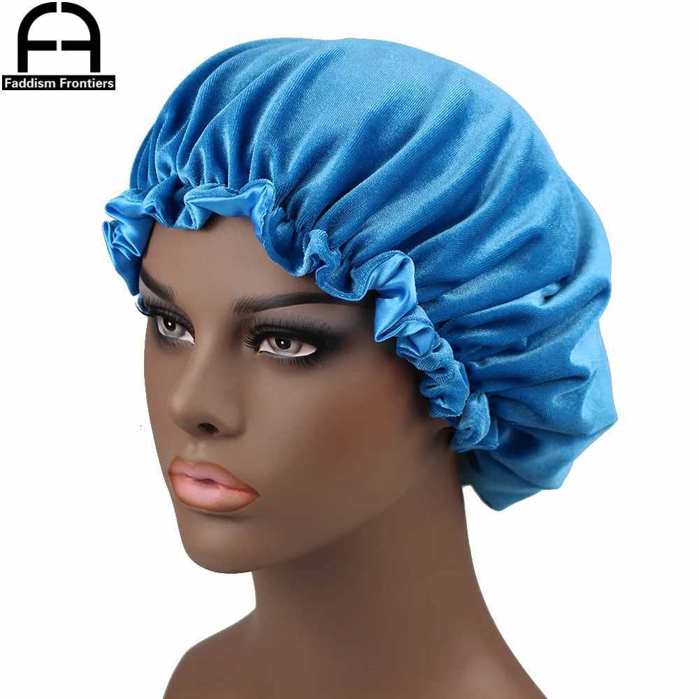 New Reversible Velvet Bonnet Satin Lined Elastic Band Bonnets Sleeping Cap Women Lady Turban Z250808