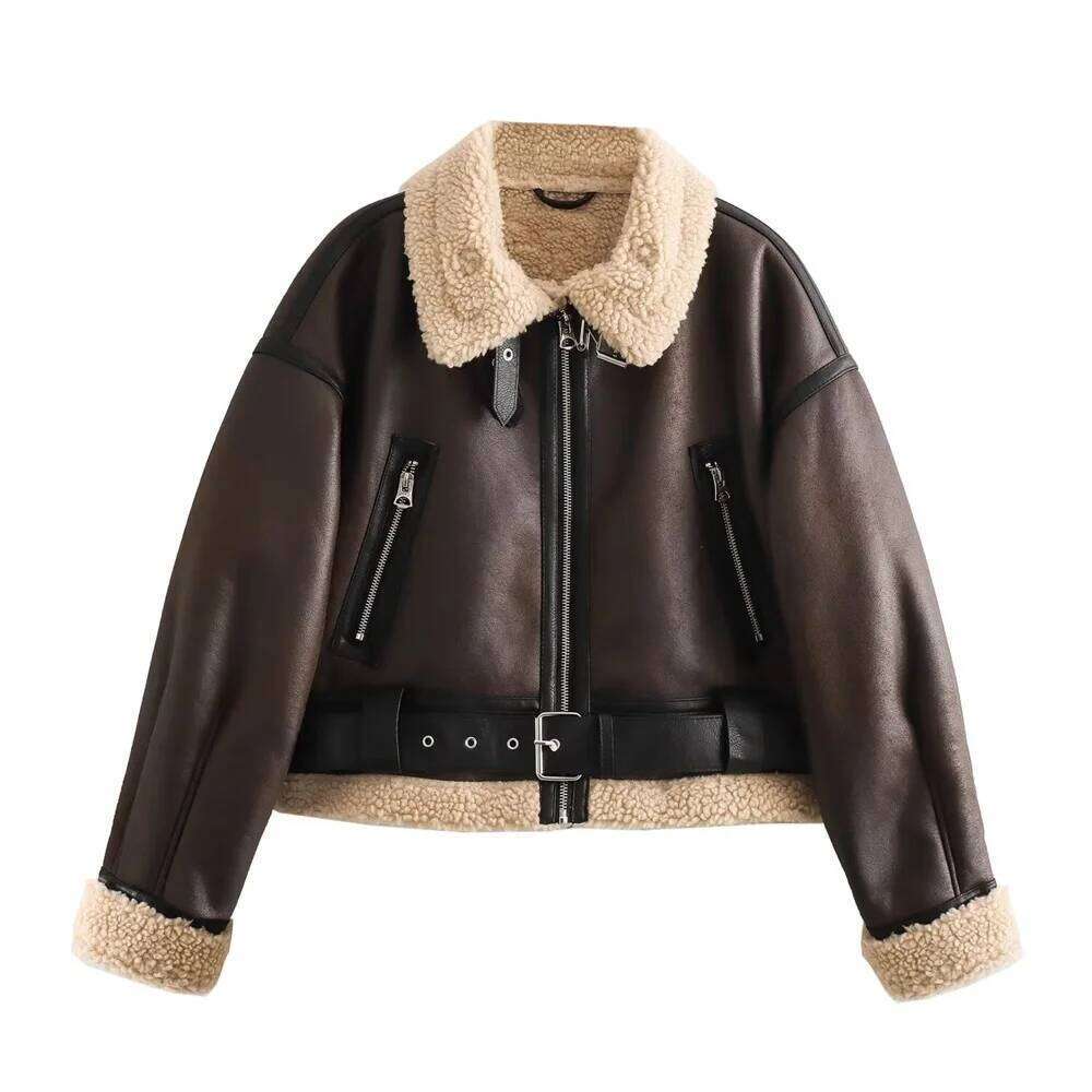 Autumn/Winter New Product Casual Women's Wear Flip Collar Fur Integrated Loose and Versatile Short Jacket Coat