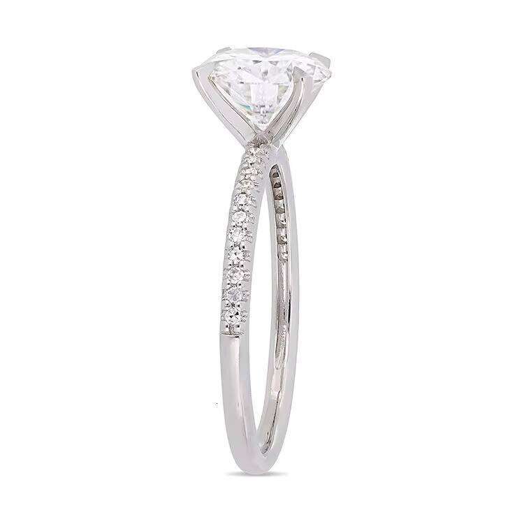 Fast Shipping Gold Plated Sterling Sier 2ct D/VVS Clarity Round Moissanite Engagement Weeding Fashion Women Jewelry Ring