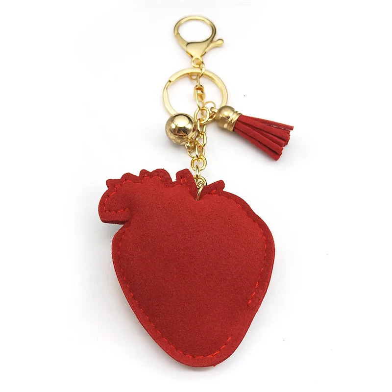 Fashion Strawberry Fruits Keychain Gold Color Tassel Flower Keyring Holder Jewelry porte 250807