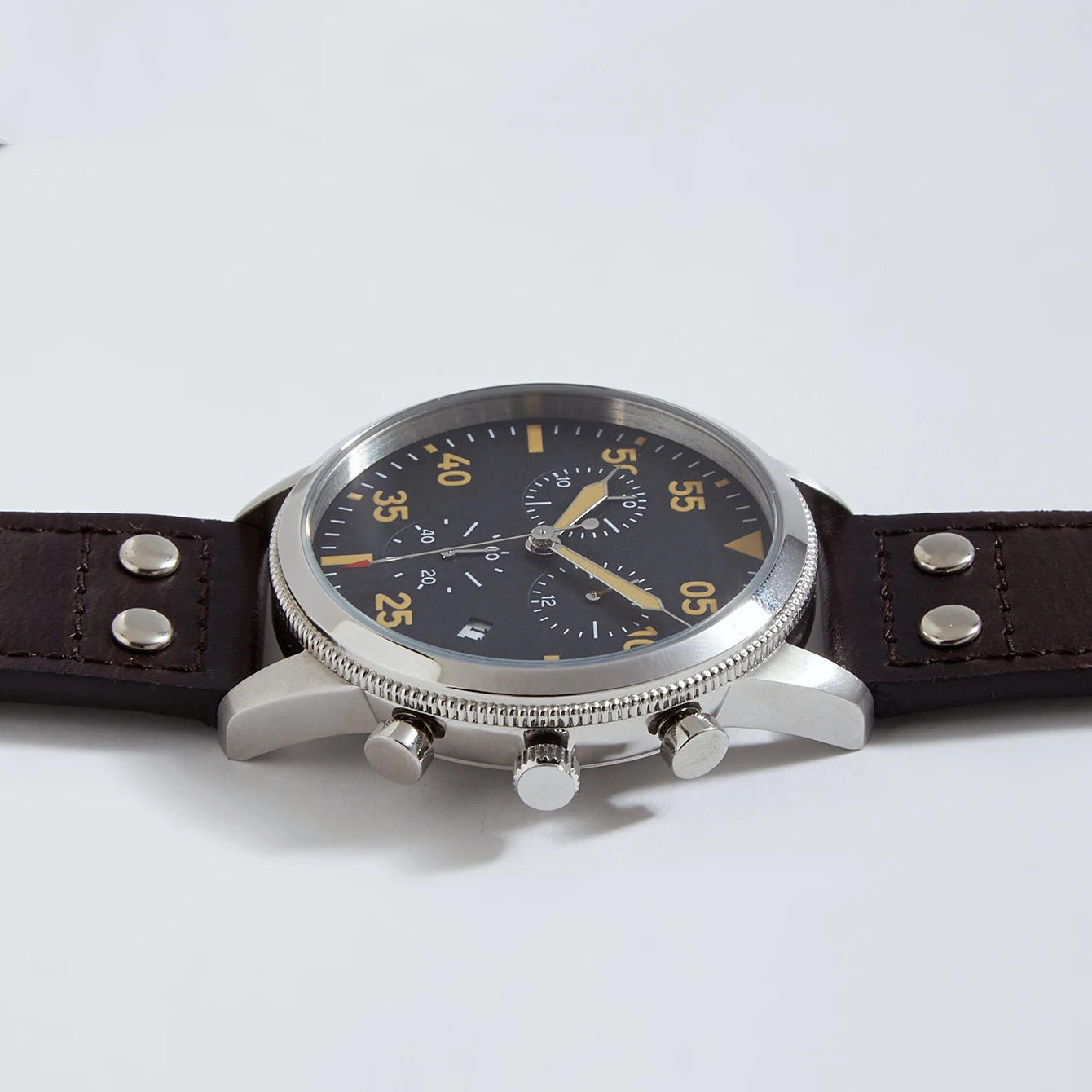 Chronograph Watches 42mm Pilot Japanese JS05 Men Quartz Wristwatch Stopwatch 24 Hours Function 250807