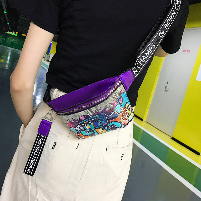 Luxury Brand Designer Bag Hip Hop Fashion Painted Graffiti Small Waist Bag 2024 New Trendy Casual Crossbody Chest Bag Party Girl Bag