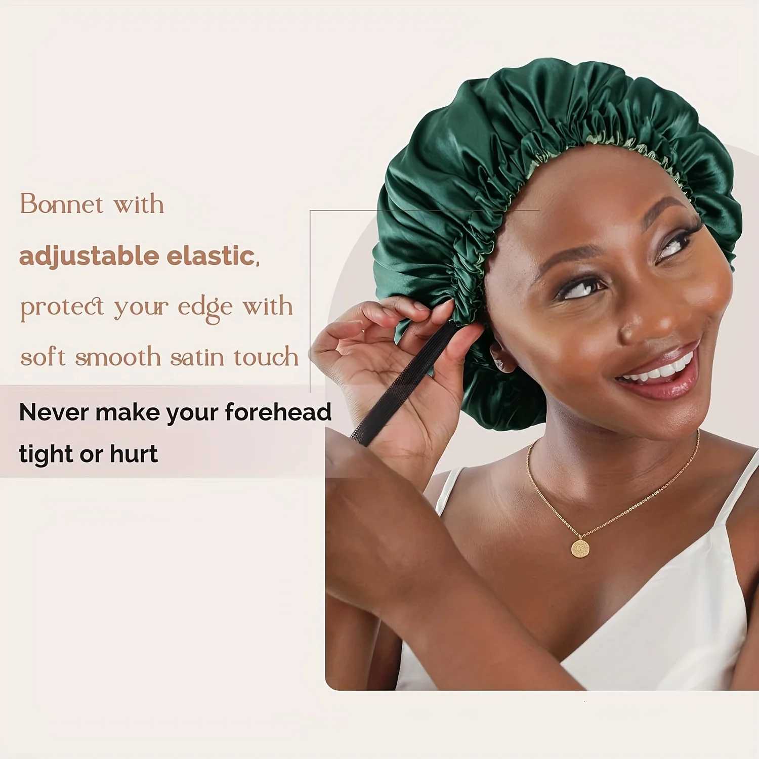 Reversible Double Layer Satin Sleeping Bonnet Adjustable Hypoallergenic Hair Cap for Adults Soft Pink Blush Color Options Like Z250808