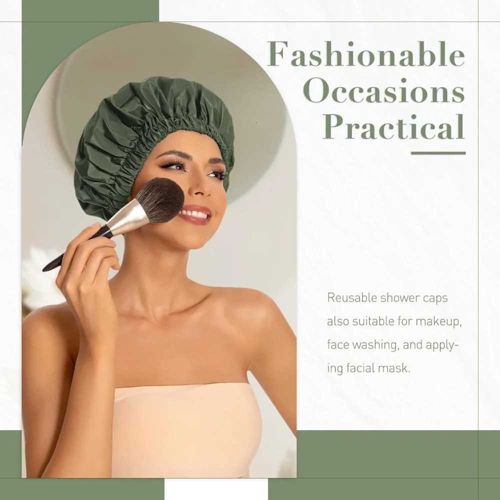 Womens Fashion Bonnet Soft Double Layer Button Adjustable Hair Hat for Daily Home Comfortable Sleep Hat Shower Caps Z250808