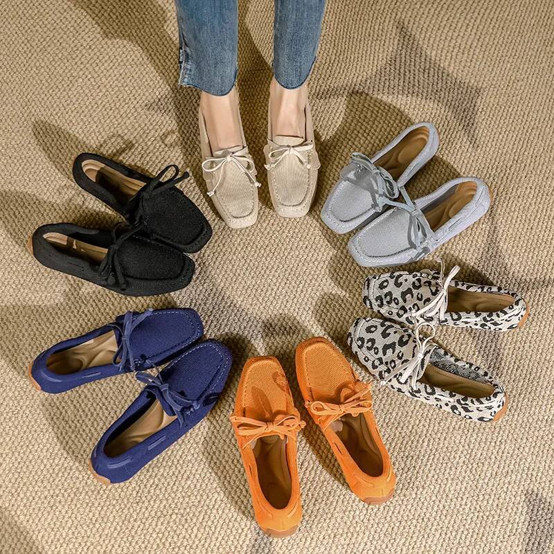 Beanie Flat 2025 New Square Toe Knitted Casual Shoes Knit Large Size Women's Loafers ddmysaturn