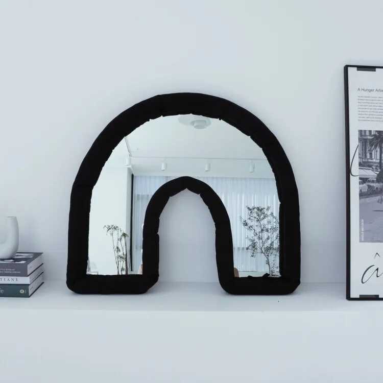 Arch Mirror Ins Creative Cotton Living Room Bedroom Wall Hanging Decoration Makeup Mirror Semi-round Wall Decoration Z250807