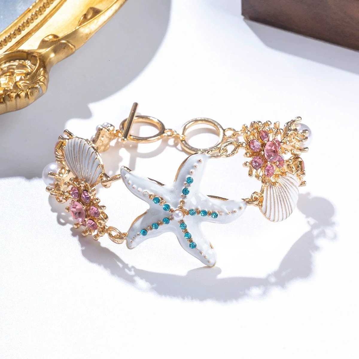 Bohemian Starfish Shell Bracelet For Women Crystal Pearl Summer Bangle Female Seaside Beach Boho Jewelry Accessories Z250807