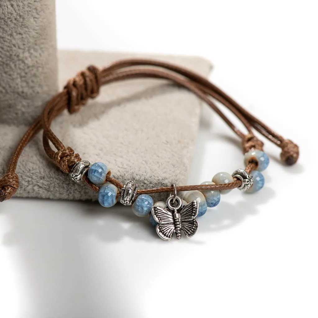 Handmade Butterfly Ceramic Cracked Ice Vintage Adjustable Bracelets Elastic Cord Bohemian Chic Jewelry Unique Gift H920 Z250807
