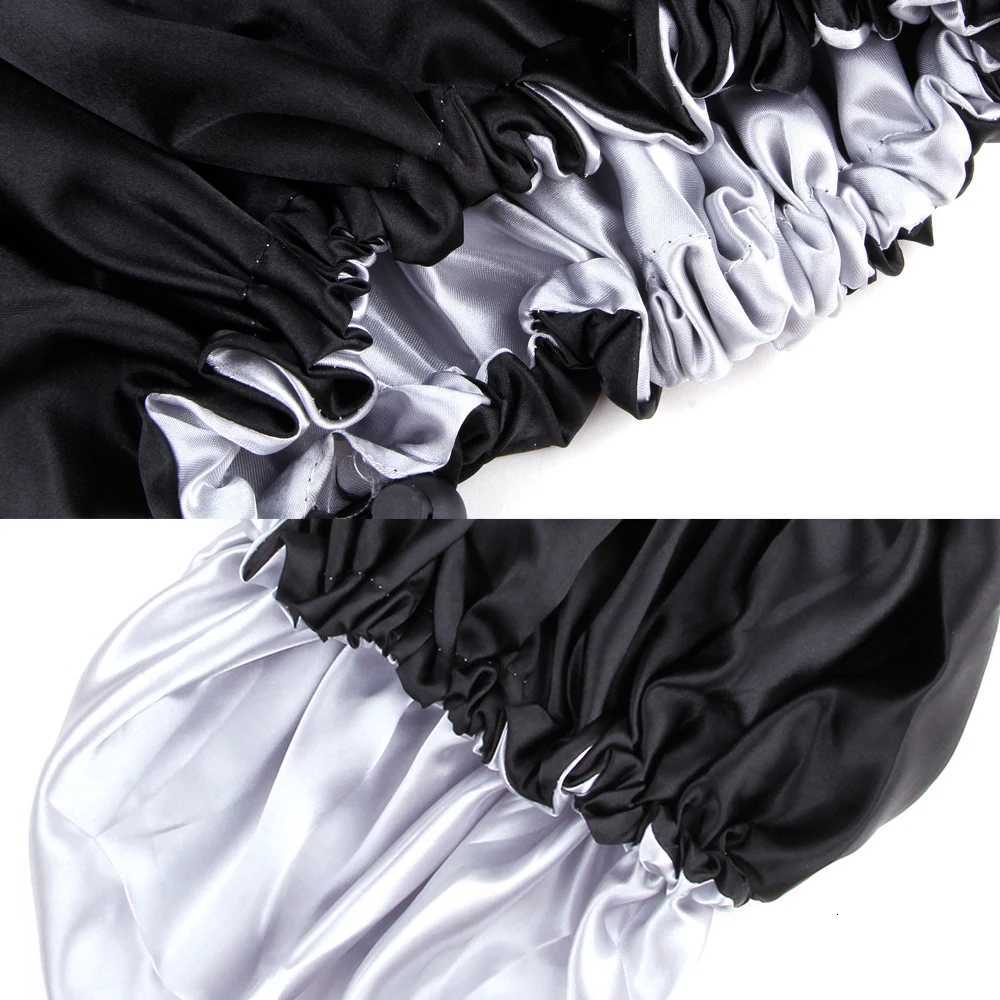 Sleeping Satin Hair Cap Curls Reversible Night Hat Double Layer Silky Bonnet Adjusting Button Bonet Women Hair Heating Cap Tool Z250808
