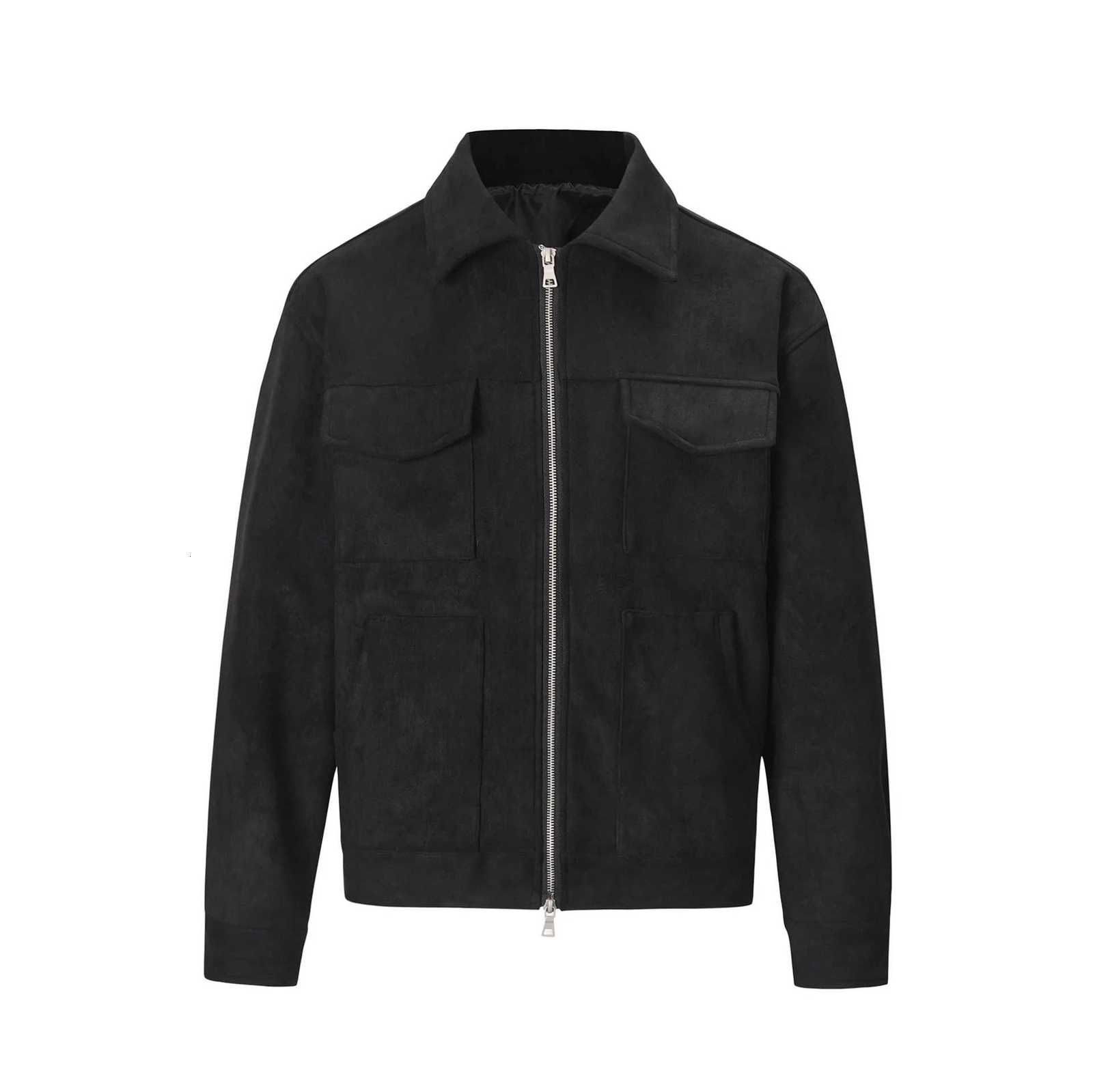 Spring Autumn New Fashion Mens American High Street Solid Color Chamois Multi Pocket Zipper Jacket Coat Casual Trendy Coat Male R250807
