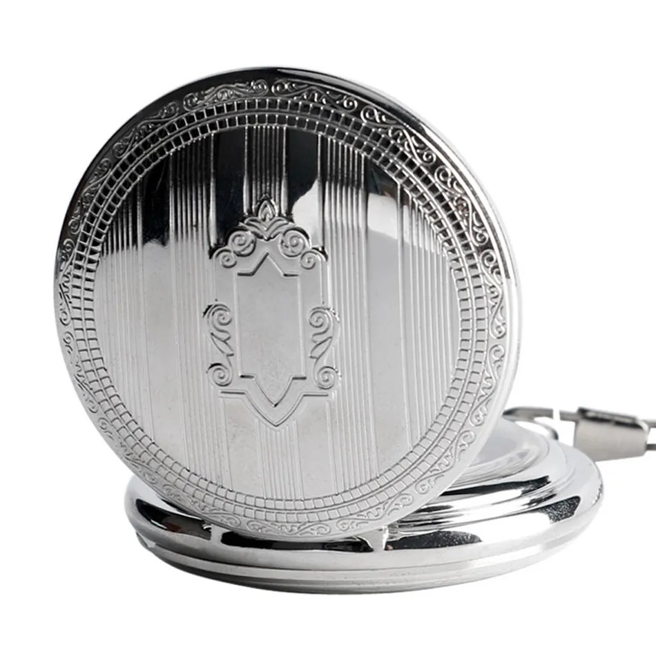 Silver Shield Automatic Mechanical Pocket Watch Arabic Numerals Display Self-Winding Pendant Antique Pocket Clock Male Gifts 250807