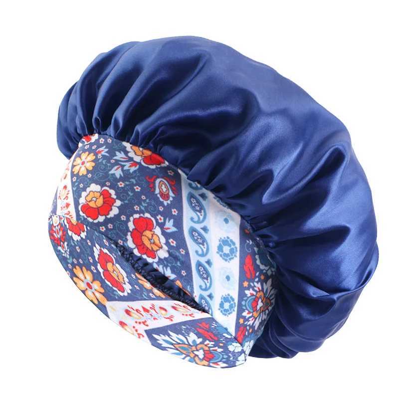 New Womens Satin Solid Sleeping Hat Night Sleep Hair Care Bonnet Nightcap Silky Shower Caps Comfortable Flower Band Unisex Cap Z250808