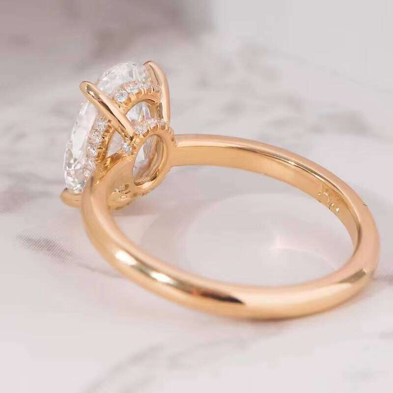 Fast Shipping Classic Women VVS 3ct Oval Cut Moissanite Dia Gold Wedding Anniversary Fine Jewelry Rings
