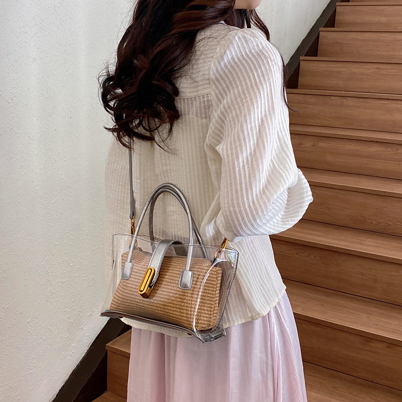 Luxury Brand Designer Bag Summer New Transparent Woven Bag High-End Silver Beach Jelly Bag Versatile Commuter Shoulder Crossbody Bag