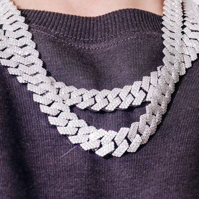 Moissanite Diamond Miami Cuban Link Chain 6~15mm White Gold Real 14K Rose Gold Necklace Bracelet 925 Silver Plated