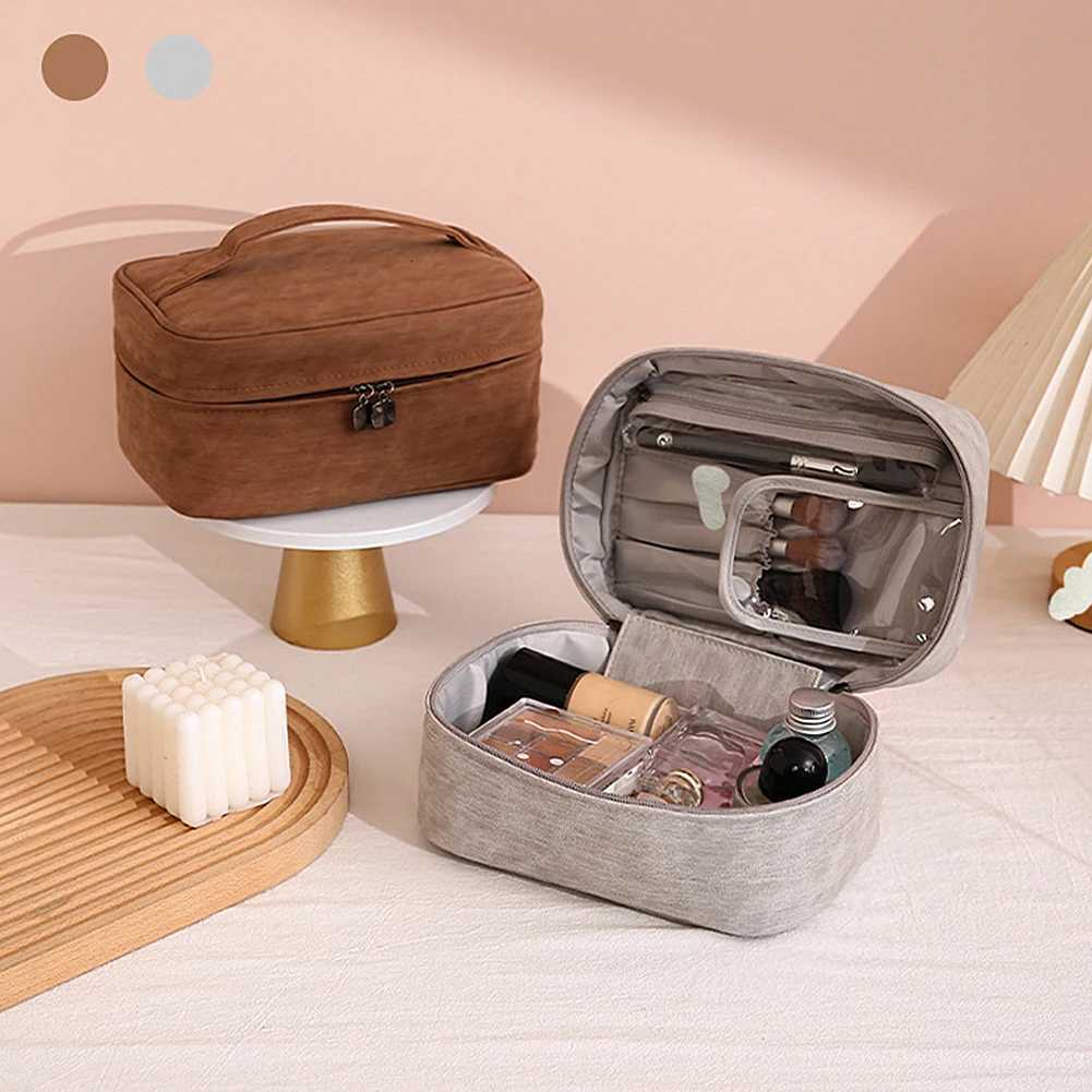 Travel Makeup Bag Portable Waterproof Large Capacity Makeup Storage Pouch Dustproof Cosmetic Bags Y250808