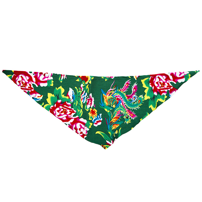 Trendy Lightweight Unisex Outdoor Cycling Bandana Northeast Chinese Bold Floral Print Sporty Street wear Hip Hop Triangular Scarf