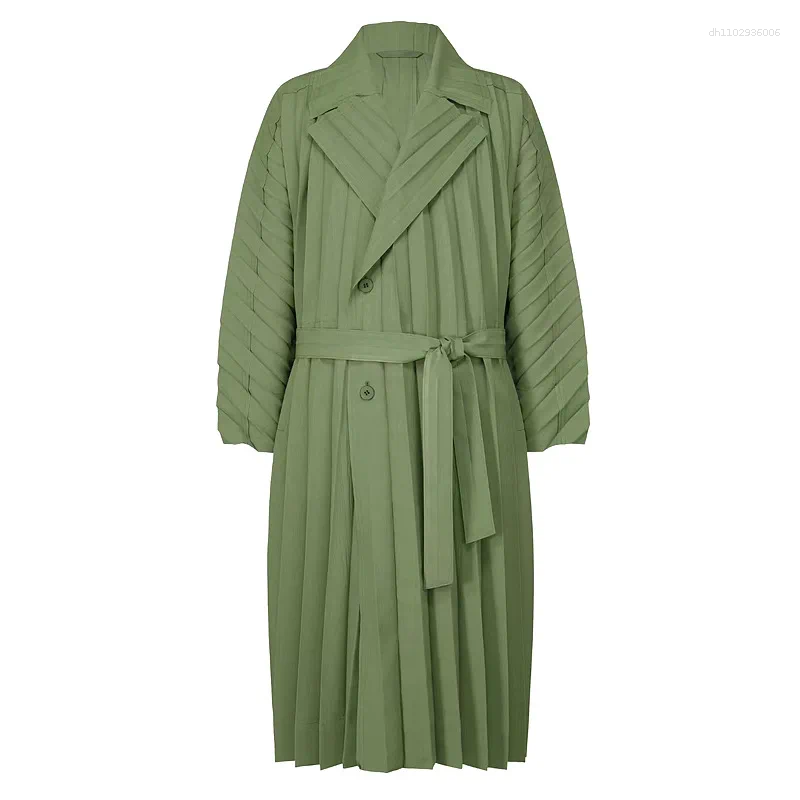 Men's Wool Japan ISSEYS MIYAKES Pleated Loose Drape Casual Trench Coat Mid-Length Jacket