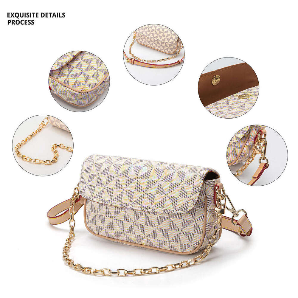 Lacel Urwebin Vintage Triangle Pattern Purse - Gold Chain & Adjustable Strap, Chic Mini Crossbody