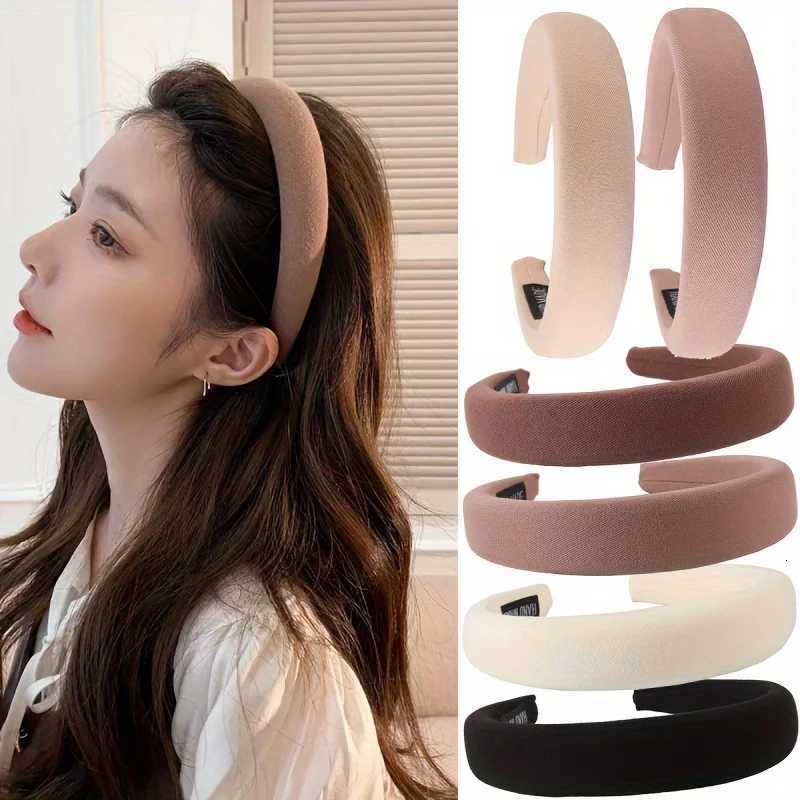 Wild Solid Color Sponge Band for Wen Fashion Girl Face Wide Edge Simple Hair Band Y250808