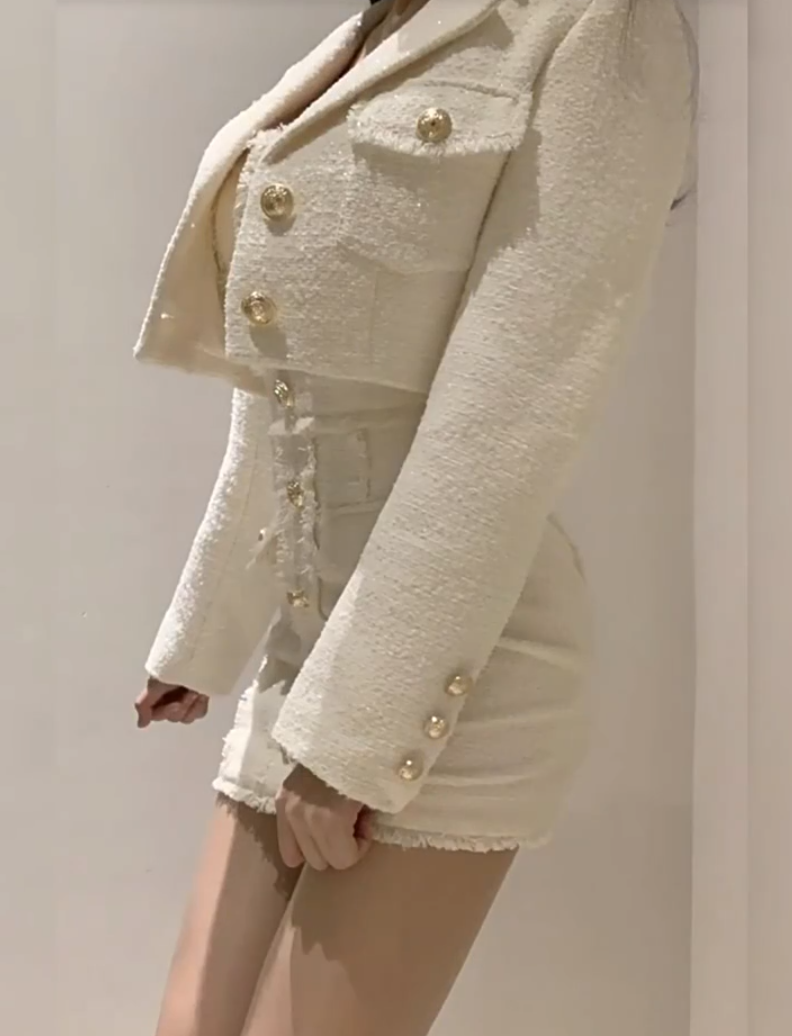 2 Piece and Korean Style: Retro Wool Mini Dress Korea Set with Tassel Jacket ddmymoon