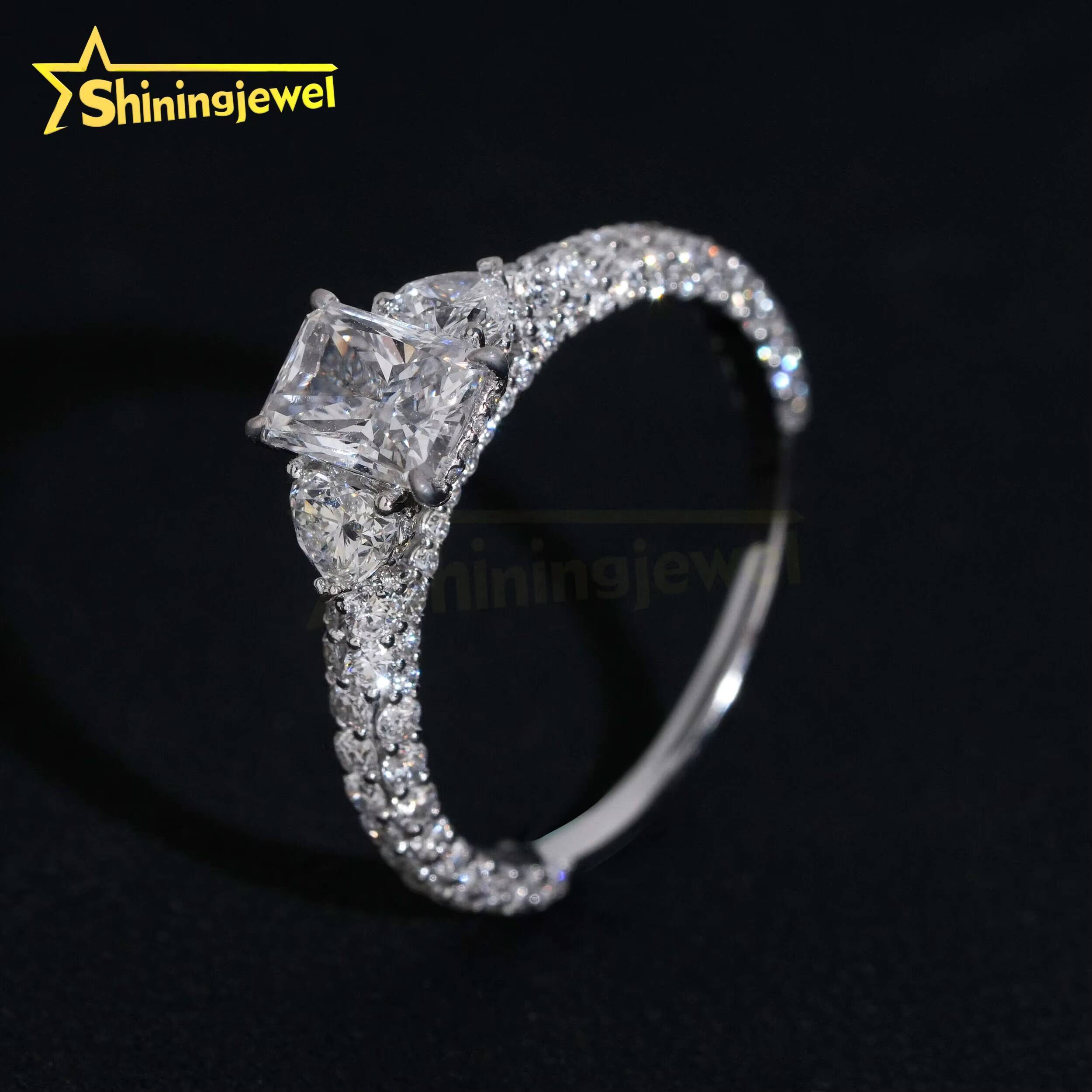 Customized Radiant Lab Diamonds10K 14K 18K Solid Gold GRA Moissanite Pass Diamond Tester Luxury Wedding Rings Fine Jewelry