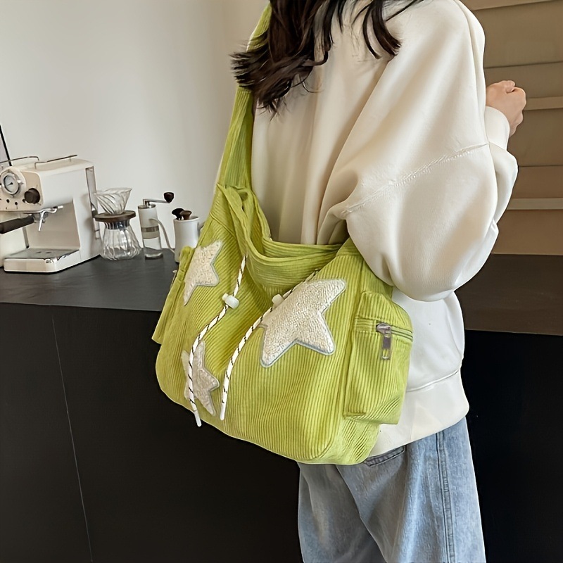 2025 Autumn New Women s Shoulder Bag Cute Student Handbag Large Capacity Star Corduroy Bag Autumn New Designer Bag Women s Crossbody Bag