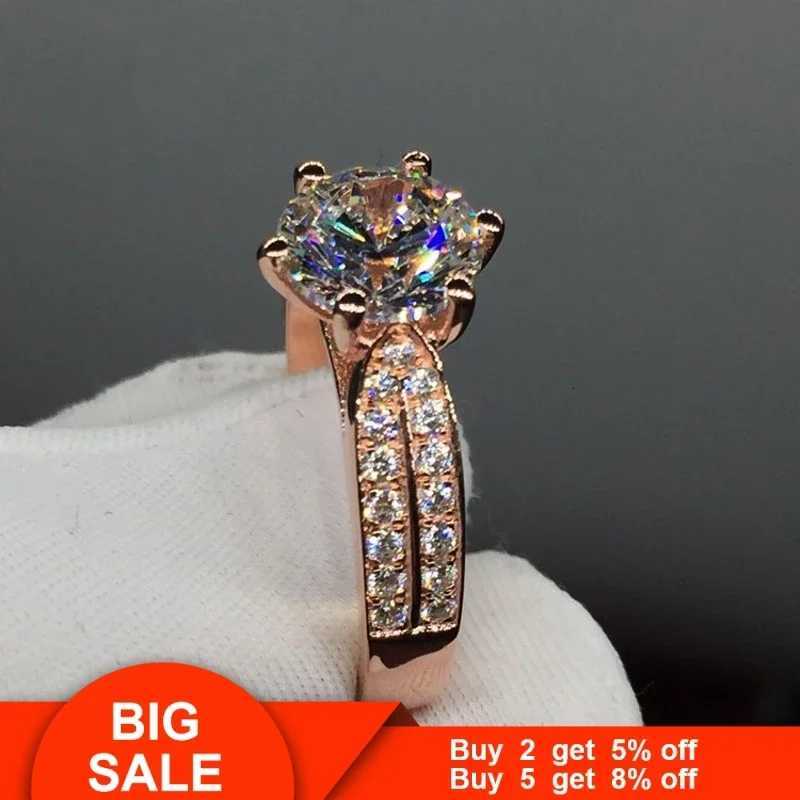 18K Rose Gold 3ct Lab Diamond Promise Ring Engagement Wedding Band Rings for Women Bridal Jewelry Gift Y250808
