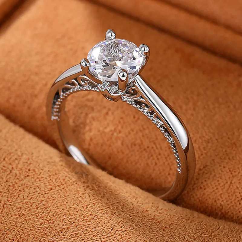 925 Sterling Silver 4 Claw Setting Cubic Zirconia Rings Luxury Wedding Accessories for Women Silver Color High-Quality Jewelry Y250808