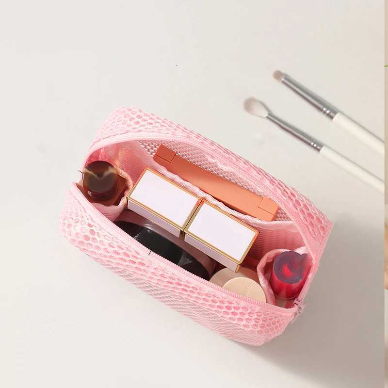 Square Mesh Cosmetic Bag Portable Lipstick Cosmetic Storage Bag with Zipper Multi-purpose Sundries Storage Bag Cute Student Case Y250808