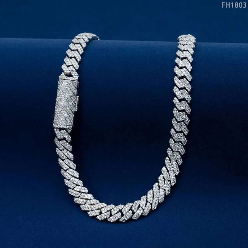 Wholesale Factory Price S Sterling Sier Hip Hop Jewelry Iced Out Vvs Moissanite 10mm Chain Cuban Link