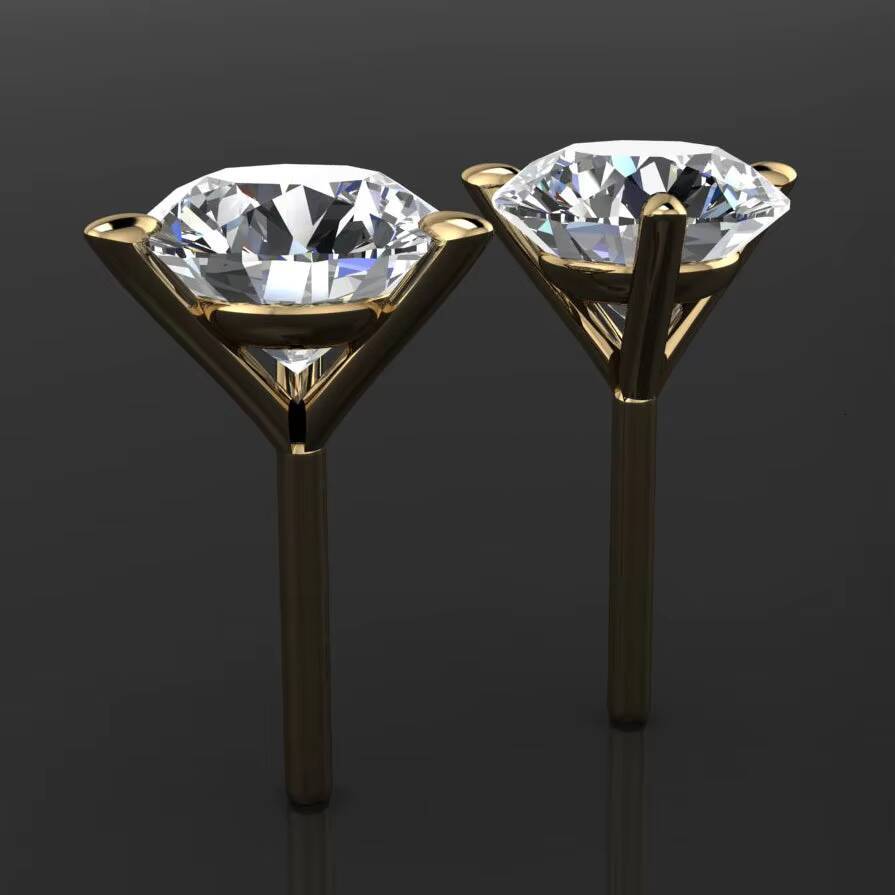 Fine Jewelry Earrings Classic Prongs Set 14K Gold 2CT Lab Grown Diamond IGI Certificate Stud Earrings