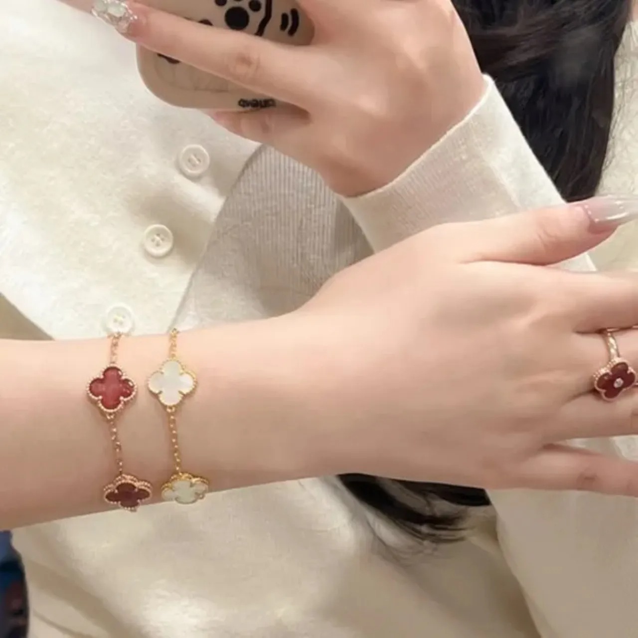 Gold clover bracelet luxury bracelet designer jewelry woman designer gold cloverrr braceletes clwef women bangle bracelets cliff bijoux women jewellery braclets