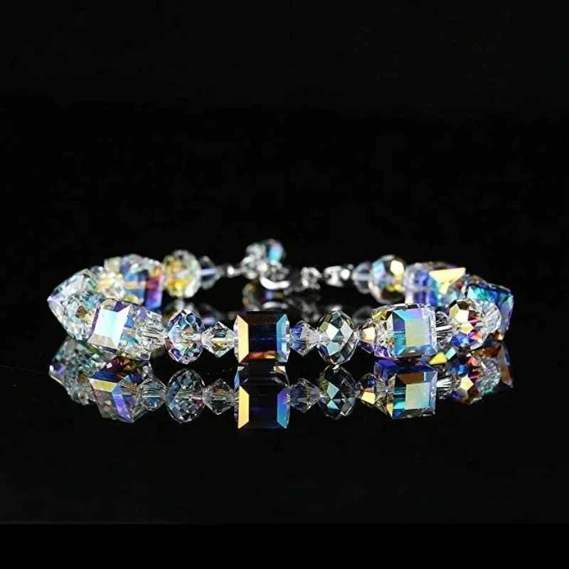 1pcs Women Trendy Cube Crystal Bracelet Luxurious Personality Versatile Wrist Chain Best Friend Gift Z250807