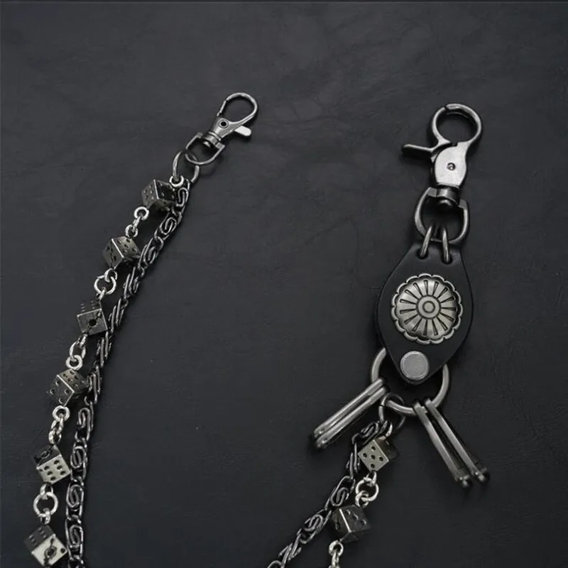 Mens Motorcycle KeyChain Jean Biker Belts Chain Skull Charm Leather Gothic Rock Pants Trousers Waist Key Mens 250807