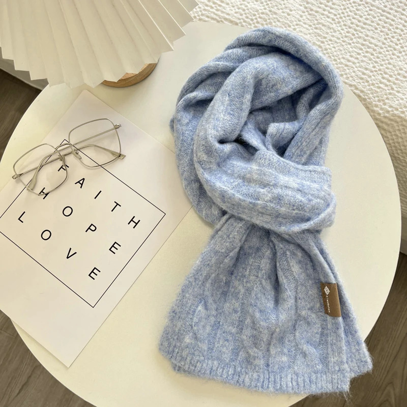 Retro Korean Version Twist Knitted Scarf For Women Winter Soft And Glutinous Solid Color Shawl For Women 250807