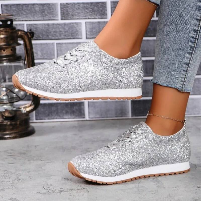 2025 Spring New Fashion Slip-on Low-heeled Women's Sneakers Gold Sier Trend Sport Ladies Outdoor Casual Walking Shoes ddmysaturn
