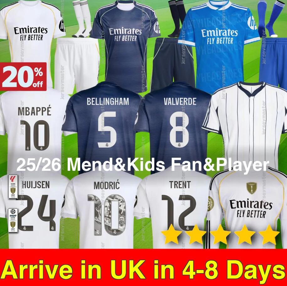 TRENT HUIJSEN 25 26 BELLINGHAM VINI JR soccer jersey MBAPPE VALVERDE football kits CAMAVINGA camiseta men kid kit maillot de foot Arda Guler